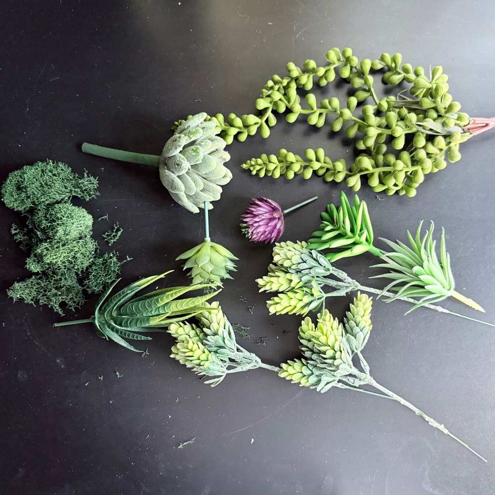 Unbranded Artificial Succulents Lot  Green Excellent Mixed Faux Greenery Moss